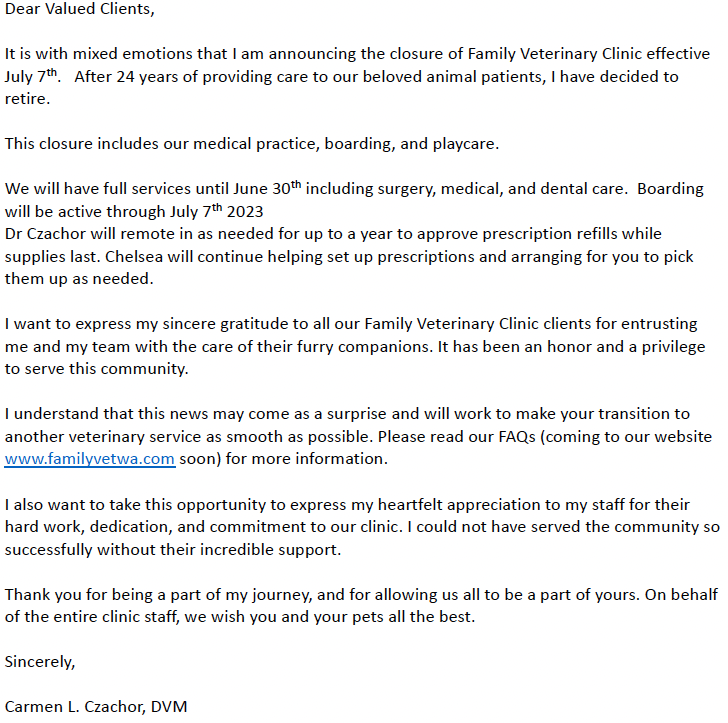 Closure Notice - July 7th